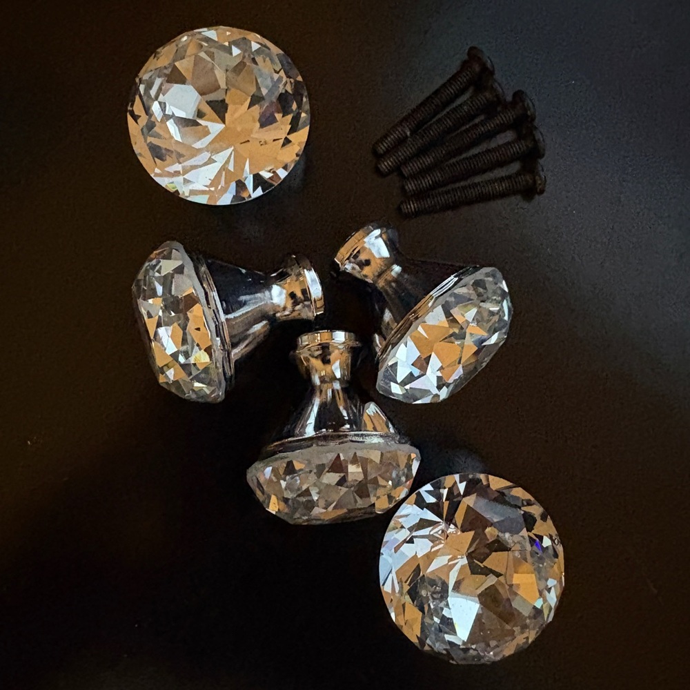 Five Crystal *Super* Shiny Knobs for Dresser or Craft Project